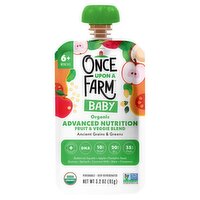 Once Upon a Farm Organic Advanced Nutrition Fruit & Veggie Blend Baby Food, 6+ Months, 3.2 oz