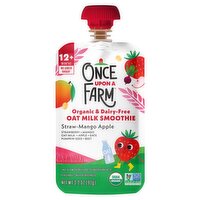 Once Upon a Farm Organic & Dairy-Free Straw-Mango Apple Oat Milk Smoothie, 12+ months, 3.2 oz
