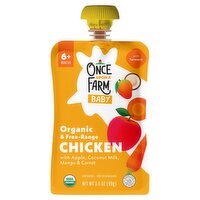 Once Upon a Farm Chicken with Apple, Coconut Milk, Mango & Carrot Baby Food, 6+ Months, 3.5 oz