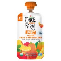 Once Upon a Farm Organic Fruit & Veggie Blend with Basil Baby Food, 6+ Months, 3.2 oz