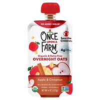 Once Upon a Farm Organic & Dairy Free Apple & Cinnamon Overnight Oats Baby Food, 4 oz