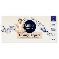 Millie Moon Cloud Touch Softness Unisex Luxury Diapers, Size 5, 28-39 lbs, 64 count, 64 Each