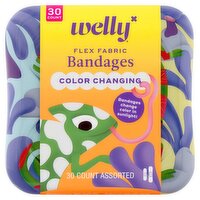 Welly Assorted Flex Fabric Color Changing Bandages, 30 count