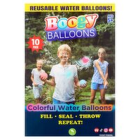 Pinnacle Brands Boogy Colorful Reusable Water Ballons, Ages 5+, 10 count