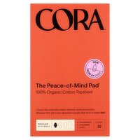 Cora 100% Organic Cotton Topsheet The Peace-of-Mind Regular Pad, 32 count