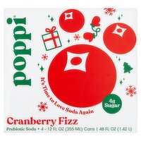 Poppi Cranberry Fizz Prebiotic Soda 12 fl oz, 4 count