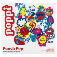 Poppi Punch Pop Soda Limited Edition Flavor, 12 fl oz, 4 count