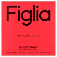 Figlia 001. Fiore Frizzante Non-Alcoholic Aperitivo, 8.4 fl oz, 4 count