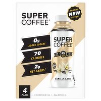 Super Coffee Vanilla Latte Enhanced Coffee, 12 fl oz, 4 count