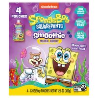 Spongebob Squarepants Nickelodeon Spongebob Squarepants Mixed Berry Smoothie, 3.2 oz, 4 count, 12.8 Ounce 