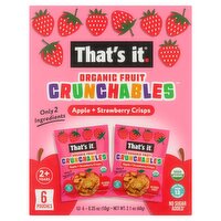 That's It Crunchables Organic Fruit Apple + Strawberry Crisps Snack, 2+ Years, 0.35 oz, 6 Count