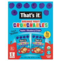 That's It Crunchables Organic Fruit Apple + Blueberry Crisps Snack, 2+ Years, 0.35 oz, 6 Count