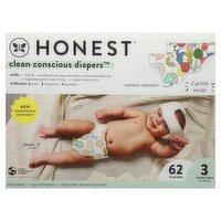 Honest Clean Conscious Diapers, 3 Giggly Boo, 16-28 lbs, 62 count