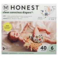 Honest Clean Conscious Diapers, 6 Rockin' Tot, 35+ Lbs, 40 count