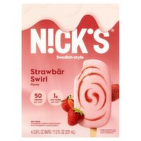 Nick's Swedish-Style Strawbär Swirl Flavor Frozen Dessert, 2.8 fl oz, 4 count