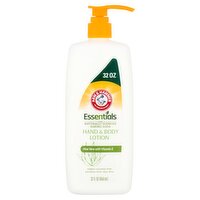 Arm & Hammer Essentials Aloe Vera with Vitamin E Hand & Body Lotion, 32 fl oz