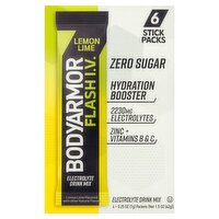 BodyArmor Lemon Lime Flash I.V. Electrolyte Drink Mix, 0.25 oz, 6 count, 1.5 Ounce