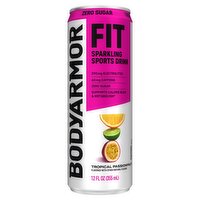 BodyArmor Fit Zero Sugar Tropical Passionfruit Sparkling Sports Drink, 12 fl oz, 12 Fluid ounce