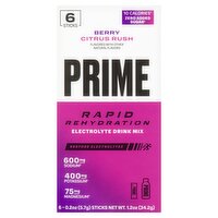 Prime Berry Citrus Rush Rapid Rehydration Electrolyte Drink Mix, 0.2 oz, 6 count, 6 Each