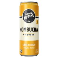 Liquid Remedy Organic Ginger Lemon Kombucha, 12 fl oz