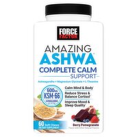 Force Factor Amazing Ashwa Complete Calm Berry Pomegranate Dietary Supplement, 60 count