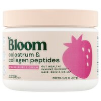 Bloom Strawberries & Cream Flavored Colostrum & Collagen Peptides Dietary Supplement, 4.23 oz