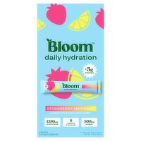 Bloom Daily Hydration Strawberry Lemonade Sugar-Free Electrolyte Drink Mix. 0.42 oz, 5 Count