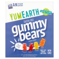 YumEarth Gluten Free Gummy Bears Snack Packs, 0.7 oz, 15 count