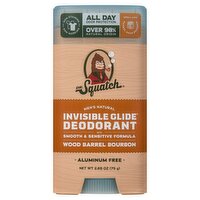 Dr. Squatch Men's Natural Wood Barrel Bourbon Invisible Glide Deodorant, 2.65 oz