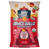 LesserEvil Space Balls Buffalo Cheddar Flavor Light + Fluffy Corn Puffs, 7 oz