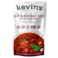 Kevin's Natural Foods Beef & Vegetable Soup with 100% Grass-Fed Beef, 16 oz