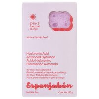 Esponjabón Hyaluronic Acid 2-in-1 Soap and Sponge, 4.2 oz