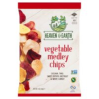 Heaven & Earth Cassava, Taro, Sweet Potato, Beetroot & White Carrot Vegetable Medley Chips, 5 oz