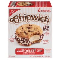 Chipwich Vanilla Chocolate Chip Ice Cream Sandwich, 4.25 fl oz, 6 count, 25.5 Fluid ounce