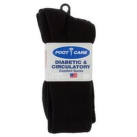 Foot Care Diabetic & Circulatory Crew Black Comfort Socks, Size 9-11, 2 pair