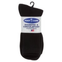 Foot Care Diabetic & Circulatory Black Crew Comfort Socks, Size 13-15, 2 pair