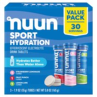 Nuun Sport Hydration Effervescent Electrolyte Drink Tablets Value Pack, 1.9 oz, 3 count
