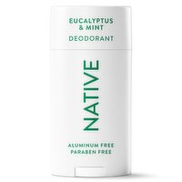 NATIVE ALUMINUM FREE DEODORANT FOR MEN, 72 HOUR SOLID DEODORANT STICK, EUCALYPTUS & MINT, 2.65oz