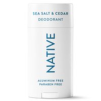 NATIVE ALUMINUM FREE DEODORANT FOR MEN, 72 HOUR SOLID DEODORANT STICK, SEA SALT & CEDAR, 2.65oz