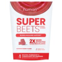 HumanN SuperBeets Pomegranate Berry Flavor Heart Chews Dietary Supplement, 60 count