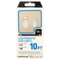 Mobilcharge 10ft Lightning to USB Cable