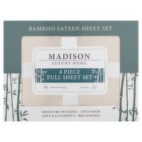 Madison Luxury Home Bamboo Sateen 4 Piece Full Sheet Set