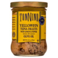 Tonnino Yellowfin Tuna Fillets with Lemon & Pepper in Olive Oil, 6.7 oz