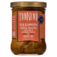 Tonnino Yellowfin Tuna Fillets with Basil & Sundried Tomato in Olive Oil, 6.3 oz