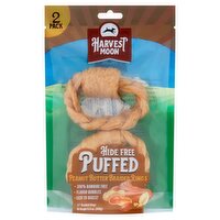 Harvest Moon 4.5" Hide Free Puffed Peanut Butter Braided Rings Dog Chews, 2 count, 5.6 oz