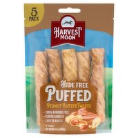 Harvest Moon 5" Hide Free Puffed Peanut Butter Twists Dog Chews, 5 count, 7 oz