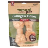 Natural Pet Peanut Butter Flavor Collagen Bones Dog Chews, 2 count, 10.5 oz