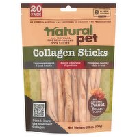 Natural Pet Peanut Butter Flavor Collagen Sticks Dog Chews, 20 count, 3.5 oz