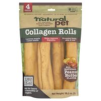 Natural Pet Peanut Butter Flavor Collagen Rolls Protein-Packed Dog Chews, 4 Count. 18.3 oz