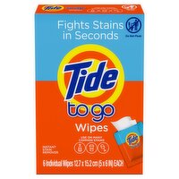 Tide To Go Instant Stain Remover Wipes, 6 count, 6 Each